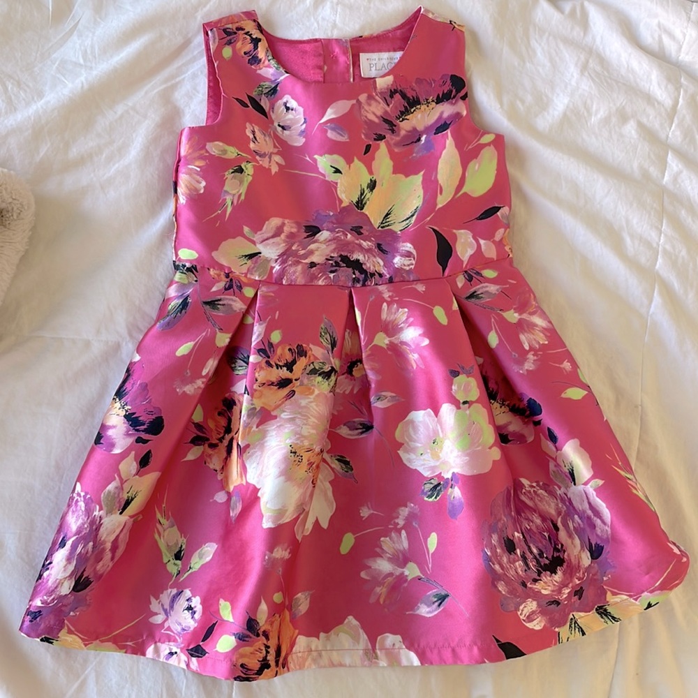 Toddler pink fancy satin dress